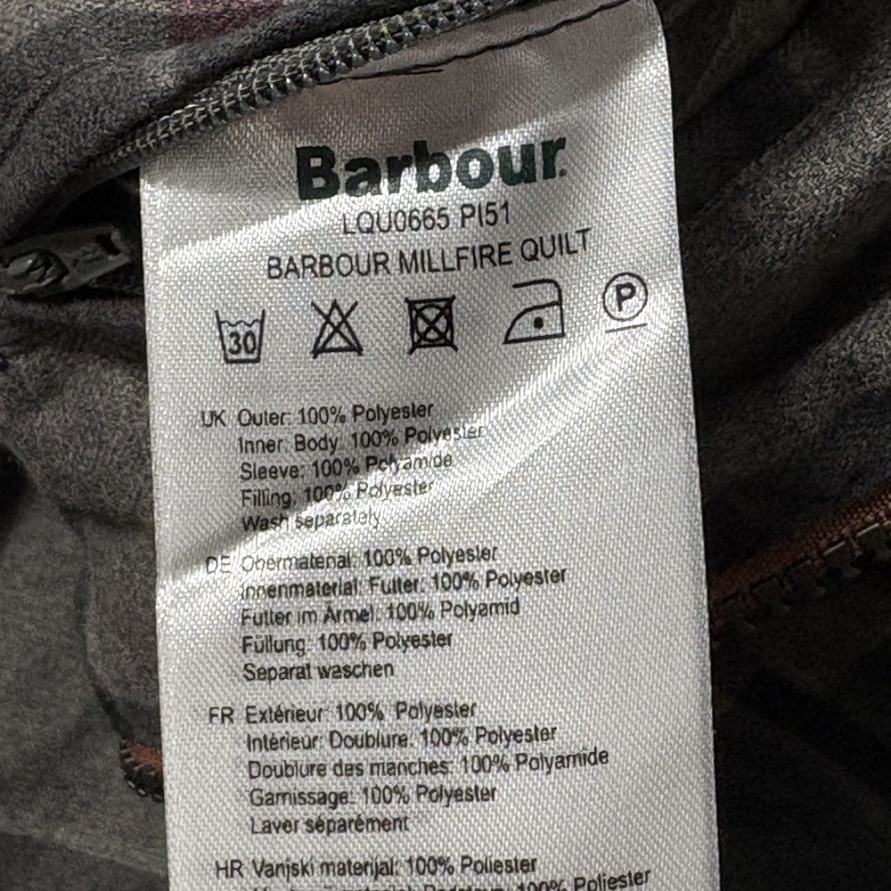Barbour Womens Millfire Quilted‎ Jacket Size 6 Pink Tartan Zip Up Hooded Winter - Picture 4 of 14
